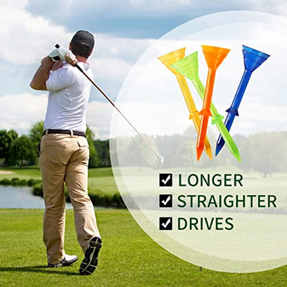 3-1/4" Big Cup Plastic Golf Tees 40 Pack｜Excellent Durability and Stability Tees |Golf Plastic Tees Reduced Friction & Side Spin - color: Blue+Orange(3-1/4")