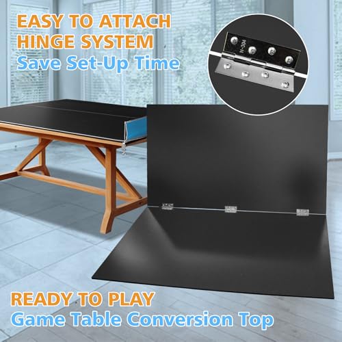 8FT Foldable Ping Pong Conversion Top for Pool Table | Portable Indoor Table Tennis Topper with Net & EVA Pads, Easy Setup & Storage,Black