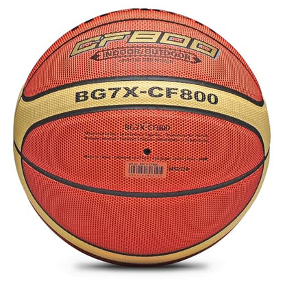 Training Soft Touch Rubber and Faux Leather Fighting Basketball, High Bounce Indoor Outdoor Basketball Gift - color: BG7X-CF800 Brown