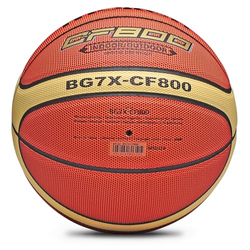 Training Soft Touch Rubber and Faux Leather Fighting Basketball, High Bounce Indoor Outdoor Basketball Gift - color: BG7X-CF800 Brown
