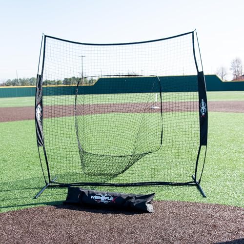 Web Flex® Spider Series 7x7 Sock Net & Adjustable Batting Tee Bundle, Portable Baseball Softball Training Set for All Ages, Durable Practice Net + Height-Adjustable Tee with Carry Bag