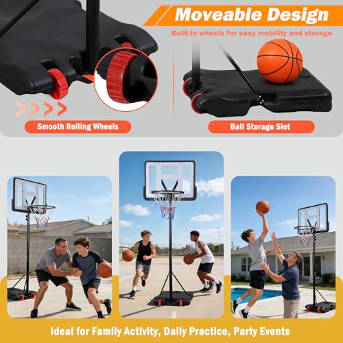ZENY Portable Basketball Hoop, Basketball Goal Outdoor Adjustable Height 9.2ft, Driveway Backyard Basket Ball Hoop, 32'' PC Backboard