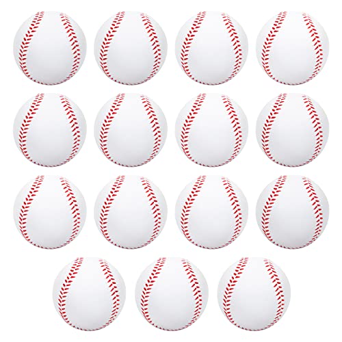 Foam Baseballs, 9 Inch Soft Baseballs Training Pitch Stress Ball with Drawstring Bag - color: White