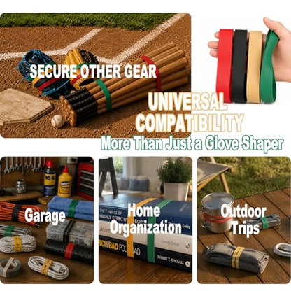20 Pcs Baseball Glove Rubber Bands, Baseball Glove Wrap Strap, 4 Colors Baseball Glove Shape Keeper Bands for Softball & Baseball, Glove Shaper, Fits Most Gloves