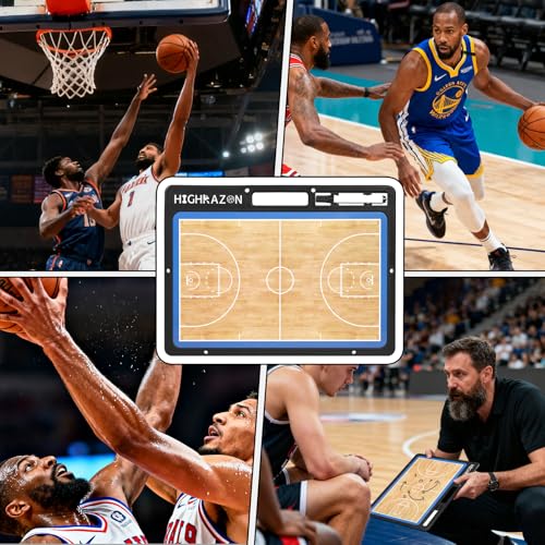 Dry Erase Basketball Clipboard for Coach, Premium Tactical Basketball Coaching Board, Double Sides Full & Half Court Dry Erase Board with Marker