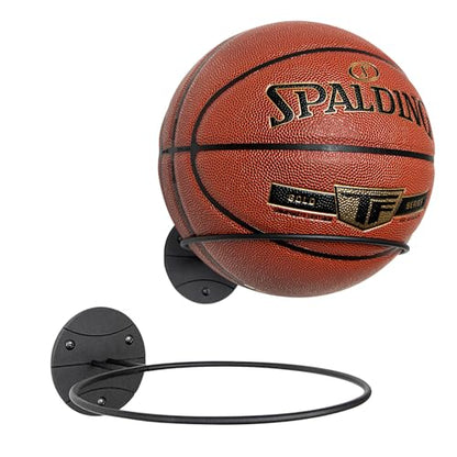 PUERSI Ball Holder Wall Mount Ball Stand Display Storage for Basketball Football Soccer Volleyball - color: Metal-Black-2 Pack