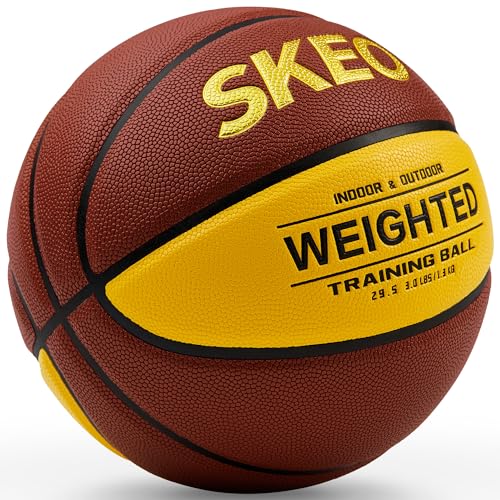 SKEO Weighted Basketball, 2.2/3/3.3LBS 28.5"/29.5" Trainer Heavy Basketballs Made of Composite, Indoor Outdoor Training Ball for Improving Handling Dribbling Rebounding - size: Size 7 Adult -3LBS/1.3KG