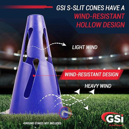 GSi Hurdle Training Cones | Multi Pack Sets | Dual Purpose Agility Cones with Holes | Ideal for Soccer, Kids, Dog, and Sports Training - style: 9" with Slit - 12 Pack
