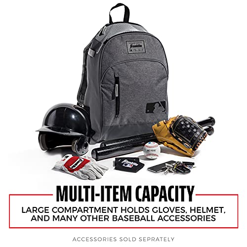 Franklin Sports Kids MLB Baseball Batpack Bag - Youth Baseball, Softball + Teeball Backpack - Sports Equipment Bag for Kids + Toddlers - Holds (2) Teeball + Baseball Bats + Includes Fence Hook - color: Gray
