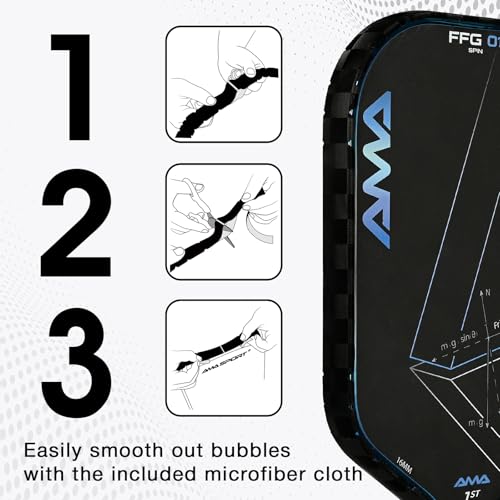 PICKLETECH Pickleball Paddle Protection Tape - Paddle Head Edge Guard - Racket Edge Protection Tape -Fit Perfectly Curved Edge -No Wrinkling - color: Black Grid, size: Width 20mm