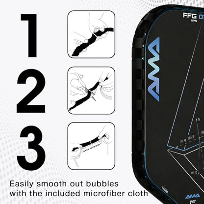 PICKLETECH Pickleball Paddle Protection Tape - Paddle Head Edge Guard - Racket Edge Protection Tape -Fit Perfectly Curved Edge -No Wrinkling - color: Black Grid, size: Width 20mm