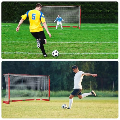 RINREA Portable Soccer Goal, Collapsible Soccer Goal Net Metal Base, Quick Setup Soccer Training Equipment with 1 Carry Bag, 1 Agility Ladder, 4 Ground Nails