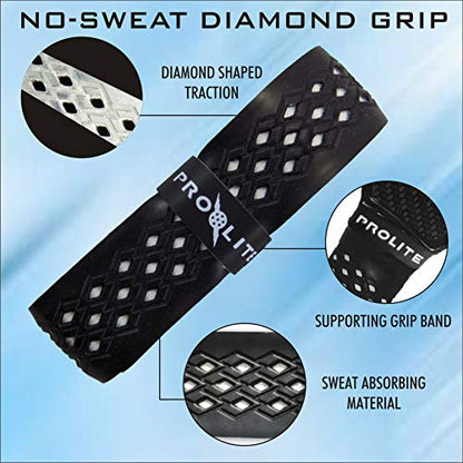 No-Sweat Diamond Grip for Pickleball Paddles, Tennis, Racquetball - color: White w/ Blue Underlay, size: 1-Pack