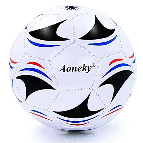 Aoneky Soccer Ball with Pump - color: 1 Pack with 1 Pump - White/Black/Blue/Red, size: 3