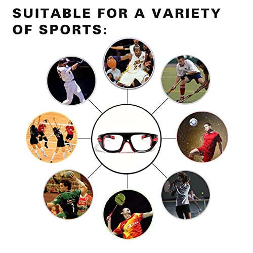 SHEEN KELLY Professional Sports Goggles Adult Protective Safety Goggles Basketball Glasses for Men with Adjustable - color: Replaceable Red