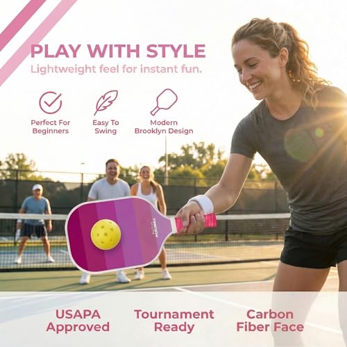 – Carbon Fiber Pickleball Paddles – USAPA Approved, Honeycomb Core, Cushioned Grip, Lightweight Design – Single Paddles & Paddle Sets - color: Neon Pink - Paddle Set