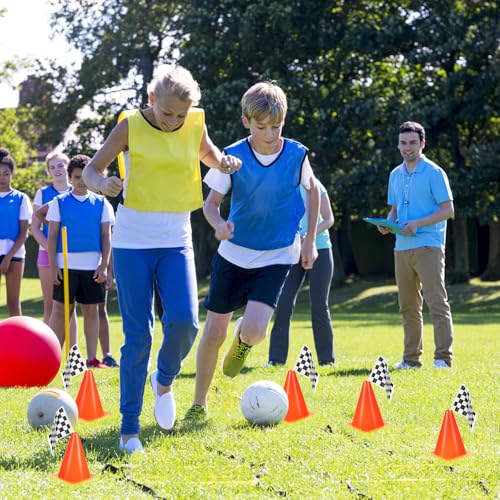 Totority Racing Cones with Hand Waving Flags Set 12 Pcs 10 Inch Traffic Cones for Outdoor Sports Agility Drills and Race Car Party Safety Signals