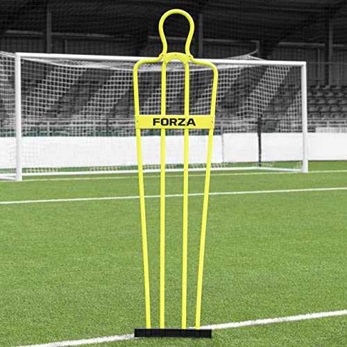 FORZA 6ft Airflow Soccer Mannequin | Wind-Resistant Free Kick Training Dummy for Coaching Drills & Shooting Practice | Shatterproof PVC with Ground Spikes & Optional Base - Pack of 1 or 3 - color: Yellow, size: Pack of 1, style: Without Bases