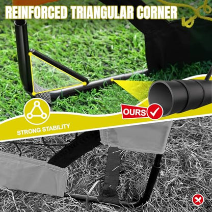Pro-Grade Kids Backyard Soccer Goal, Tear-Resistant 5-Layer Polyester Soccer Net & 10mm Poles for Maximum Durability, 4x3ft/6x4ft/7x5ft, Pop Up Portable Soccer Training Equipment Set with Size 4 Ball - size: 7 ft x 5ft, style: Yellow