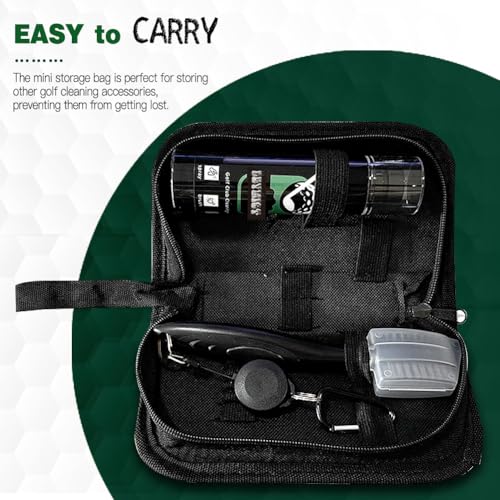 Golf Club Brush and Club Groove Cleaner with Retractable Zip-line - Premium Golf Towel (15 * 14inch) & Empty Water Bottle & Storage Bag - Golf Towel and Brush Set - Essentials Golf Accessories for Men