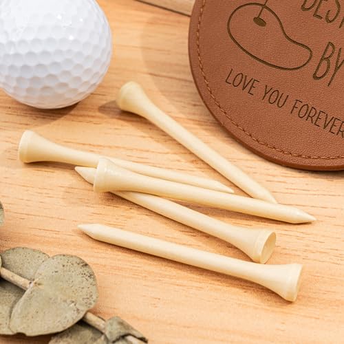 Best Dad by Par - Personalized Wooden Golf Tee Holder, Fathers Day & Birthday Gift for Coach, Grandpa, Uncle - color: Brown-(For Dad)