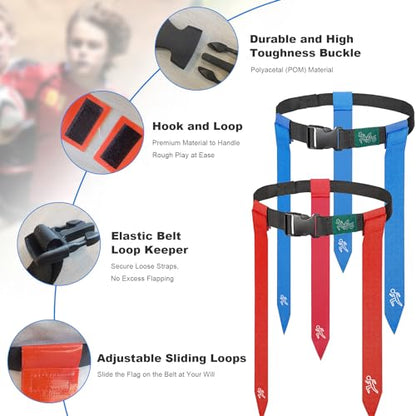 Flag Football Set, 42 Football Flags Belts with 14Player Adjustable Flag Football for Kids