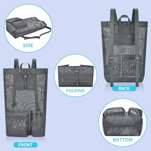 Large Drawstring Backpack for Men Women Athletic Gym Sports Workout Beach Swimming Commuting Travel - color: Grey, style: L: 21"x12.5"x5.5"