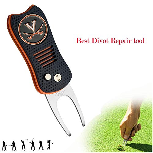 Switchblade Divot Repair Tool with Logo Printed Removable Magnetic Ball Marker-Best Divot Fixer - style: Virginia Cavaliers