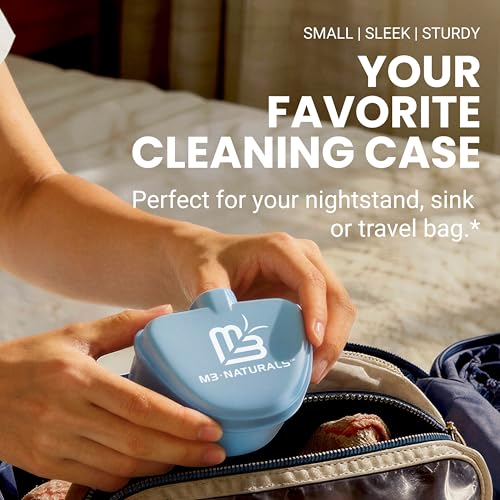 Denture Bath Case and Retainer Case, Denture Bath Cup for Invisalign Retainers Mouthguards Dentures Cleaner Kit with Strainer Spill-Free Portable Retainer Cleaner Case by M3 Naturals (Pack of 2) - size: Bath Case (1 Count) (Pack of 2)
