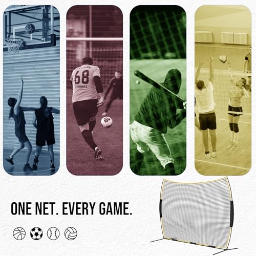 Barricade Backstop Net, 12x9 ft/ 16x10 ft/ 20x10 ft Ball Stop Netting with Carry Bag & Ground Stakes, Quick Setup, Portable, Perfect for Lacrosse, Baseball, Basketball, Soccer - size: 12x9 ft