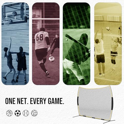 Barricade Backstop Net, 12x9 ft/ 16x10 ft/ 20x10 ft Ball Stop Netting with Carry Bag & Ground Stakes, Quick Setup, Portable, Perfect for Lacrosse, Baseball, Basketball, Soccer - size: 12x9 ft