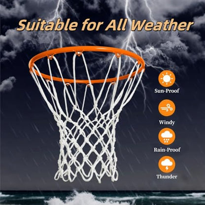 2 Pack Heavy Duty Basketball Net Replacement,2025 Upgrade Heavy Duty Basketball Net, All Weather Anti Whip,12 Loops Fits Standard Indoor or Outdoor Rims - color: White +White