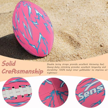 Senston Waterproof Durable Football for Pool 9.25 Inch Pool Football for Swimming Neoprene American Footballs - color: Pink