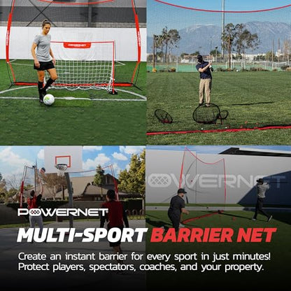 PowerNet Portable Sports Rebounder -Basketball, Volleyball, Soccer, Baseball, Softball and Lacrosse, Backyard & Garage Backstop, Indoor Outdoor Safety Net for Protection - style: 12x9 RED Net