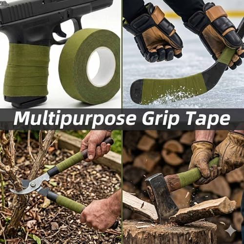 2 Rolls Magsaddle Gun Grip Tape, Non-Reflective, No Residue Goon Grip Tactical Tape for Pistol, Handgun, Rifle, Sports, Tool, Pull Up Bars, Handles, Bats, Rackets, Gym Equipment, Handrails - color: OD Green
