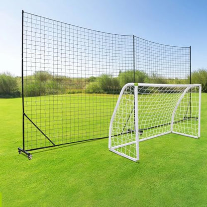 Backstop Net System for Backyard – Heavy Duty Sports Barrier Net with Steel Posts, Movable/Socketed Ball Stop Net for Soccer, Baseball, Training - size: 20FT Wide, style: Movable-4 Inch Net