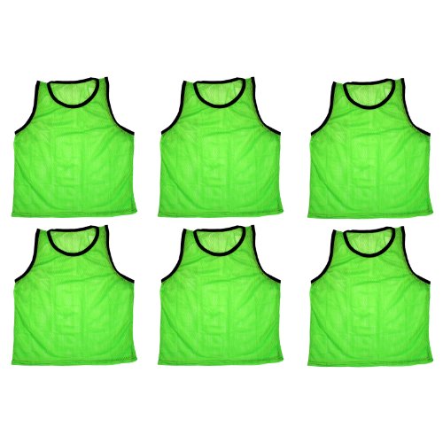 BlueDot Trading Adult & Youth Scrimmage Training Vests for Soccer, Basketball & More – Available in 1, 6, 12, 24 Packs - color: Green, style: Youth 6 Pack