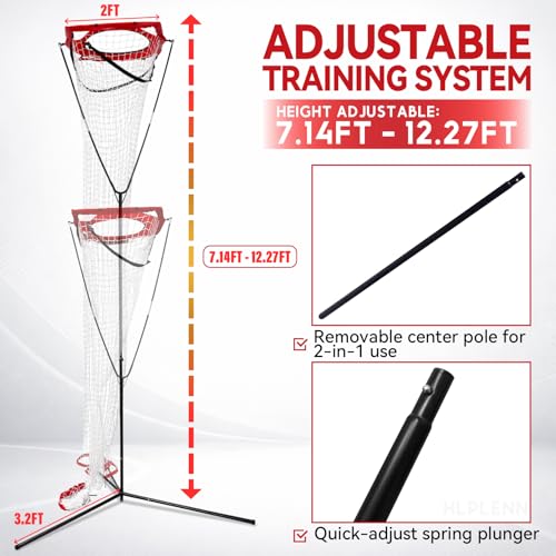 Volleyball Setter Trainer Net, Adjustable Height 7-12 FT & Angle, Setting Trainer for Indoor Outdoor Practice, Portable Volleyball Setting Net for Serving, Spiking & Setting