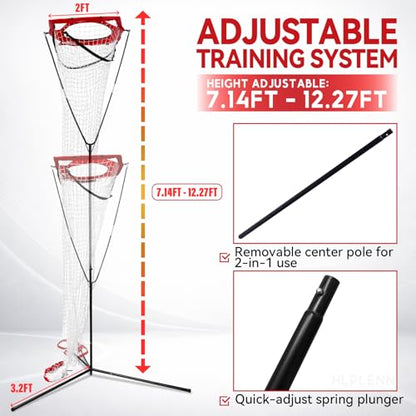 Volleyball Setter Trainer Net, Adjustable Height 7-12 FT & Angle, Setting Trainer for Indoor Outdoor Practice, Portable Volleyball Setting Net for Serving, Spiking & Setting
