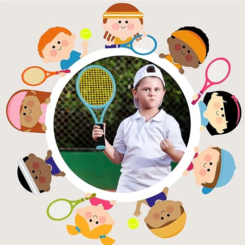 Kids Tennis Racket for Baby,Child and Kids Age 3~15,Toddler Tennis Racket Set Including 4 Shuttlecocks,2 Tennis Balls,2 Foam Balls and 1 Carrying Bag - color: shuang se lan-p