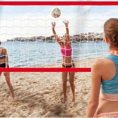 Replacement Pool Volleyball Net Adjustable Length 15ft - 25ft, Portable Volleyball Net for Outdoor Backyard Swimming Pool Beach - color: red