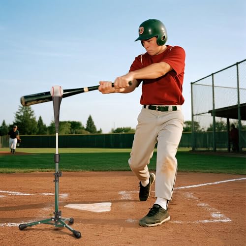 Baseball Tee Batting Tee Softball Tee Portable Travel Hitting Tee,Easy Adjustable Height,Stable Tripod Stand - color: Green, style: Tee Pro