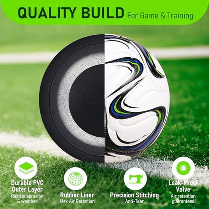 Soccer Ball Size 5 Size 4 with Pump Deflated, Official Size and Weight Long-Lasting Soccer Ball for Youth Teens Adult, Indoor Outdoor Training Practice Ball Games Sports Soccer Gifts with Mesh Bag