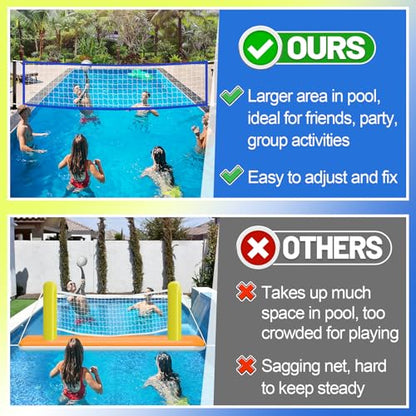 Durable PE Pool Volleyball Net Replacement - Adjustable 15-31.4Ft Width, 3Ft Height (Net Only) - color: Blue