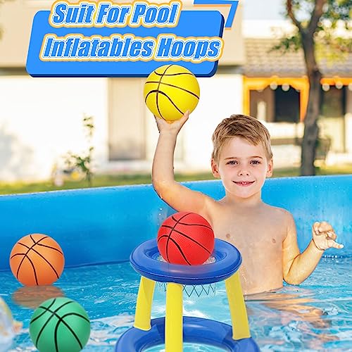 7 Inch PVC Mini Basketball for Indoor Basketball Hoops, Soft 7" Rubber Small Replacement Basketball for Over Door Basketball Hoop Sets, Little Basketballs for Kids (4 PCS with Air Pump)