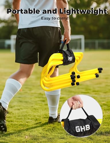 GHB Agility Hurdles 8" Speed Agility Training Hurdles, Detachable Sturdy Hurdles Training Equipment Set with Carry Bag for Kids,Athletes,Soccer,Basketball - size: 10 Pack-Yellow