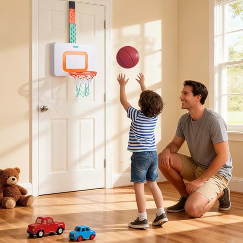 CYFIE Adjustable Basketball Hoop Toys Toddler, Indoor/Outdoor Hanging Basketball Hoop with Sturdy Backboard & 3 Balls, Basketball Toys for Adult Boy Girl Teens Kid 3 4 5 6 7 8 9 10+