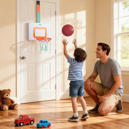 CYFIE Adjustable Basketball Hoop Toys Toddler, Indoor/Outdoor Hanging Basketball Hoop with Sturdy Backboard & 3 Balls, Basketball Toys for Adult Boy Girl Teens Kid 3 4 5 6 7 8 9 10+