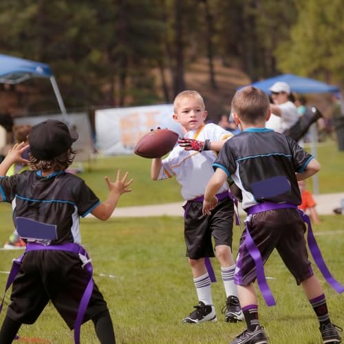 Peryiter 2/12/24/36 Player Flag Football Belt, Adjustable Football Belts and Flags for Kids Youth Adult Sport Team Training - color: Purple