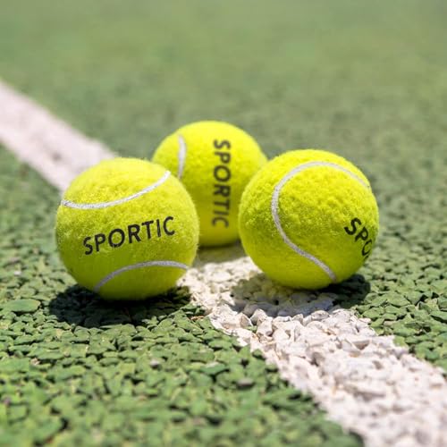 SPORTIC Tennis Balls, Duty Felt Pressurized Tennis Ball with Mesh Bag for 12PC or 36PC -High Bounce Training Exercise Tennis Balls for Beginners & Pet Dog Playing Balls, 3/4/12/36 PCS - style: 12pc fbm